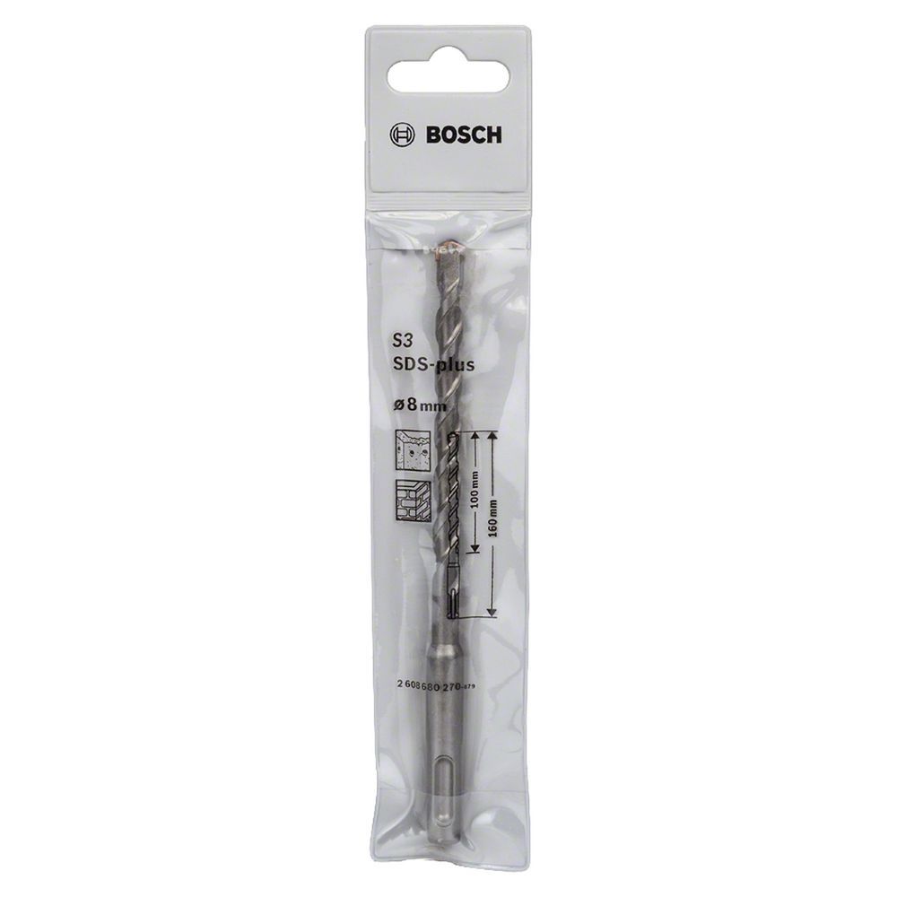 Broca Sds Plus-1 para Concreto com Duas Arestas de Corte em Carbeto de Tungstênio 8X100X160MM Bosch