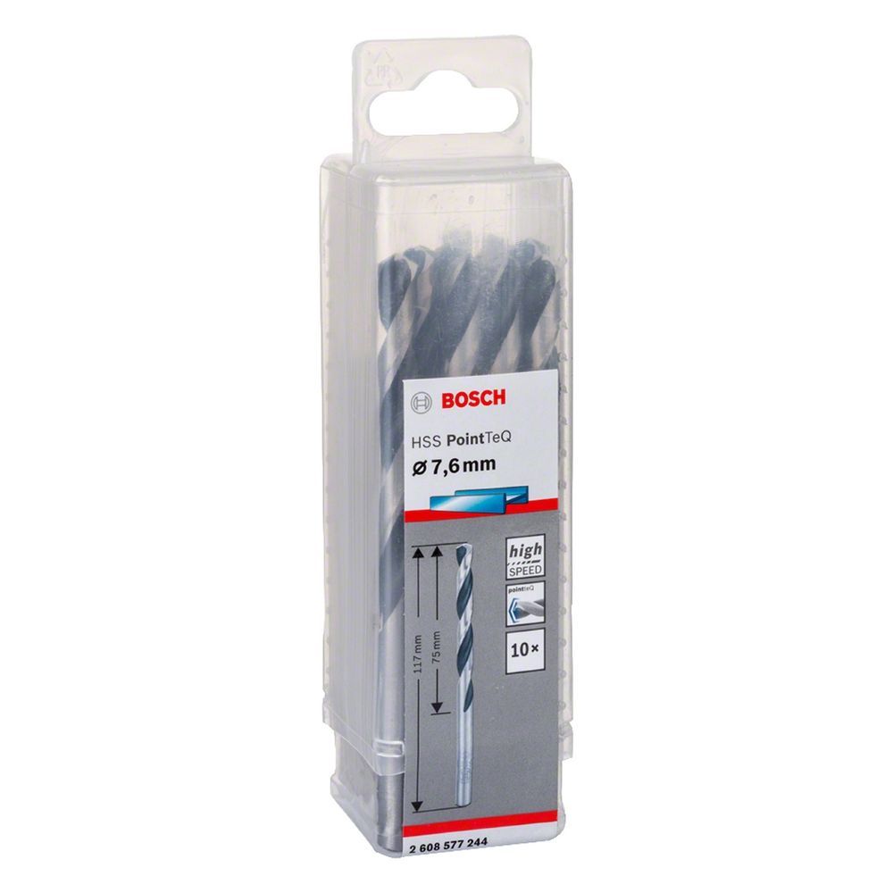 Broca para Metal Hss-pointteq Perfuração Rápida e Precisa com Ponta Split Point 7,6mm 10 Peças Bosch