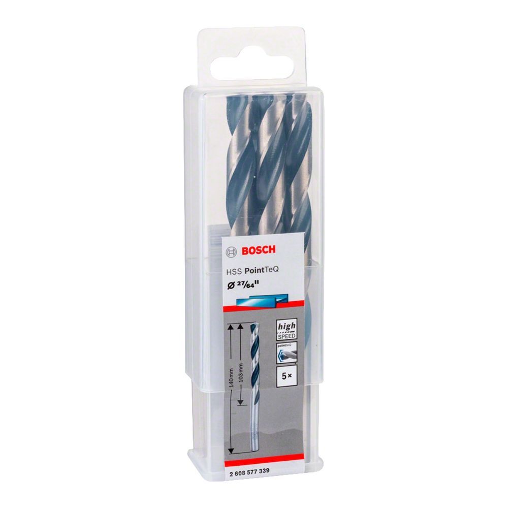 Broca para Metal HSS-PointTeQ com Tecnologia Split Point e Alta Elasticidade 27-64 5 Peças Preta Bosch