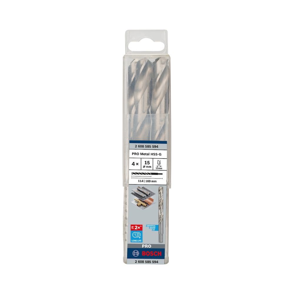 Broca para Metal Pro Metal HSS-G com Ponta Split Point 15mm (Encaixe 13mm) 4un Bivolt Bosch