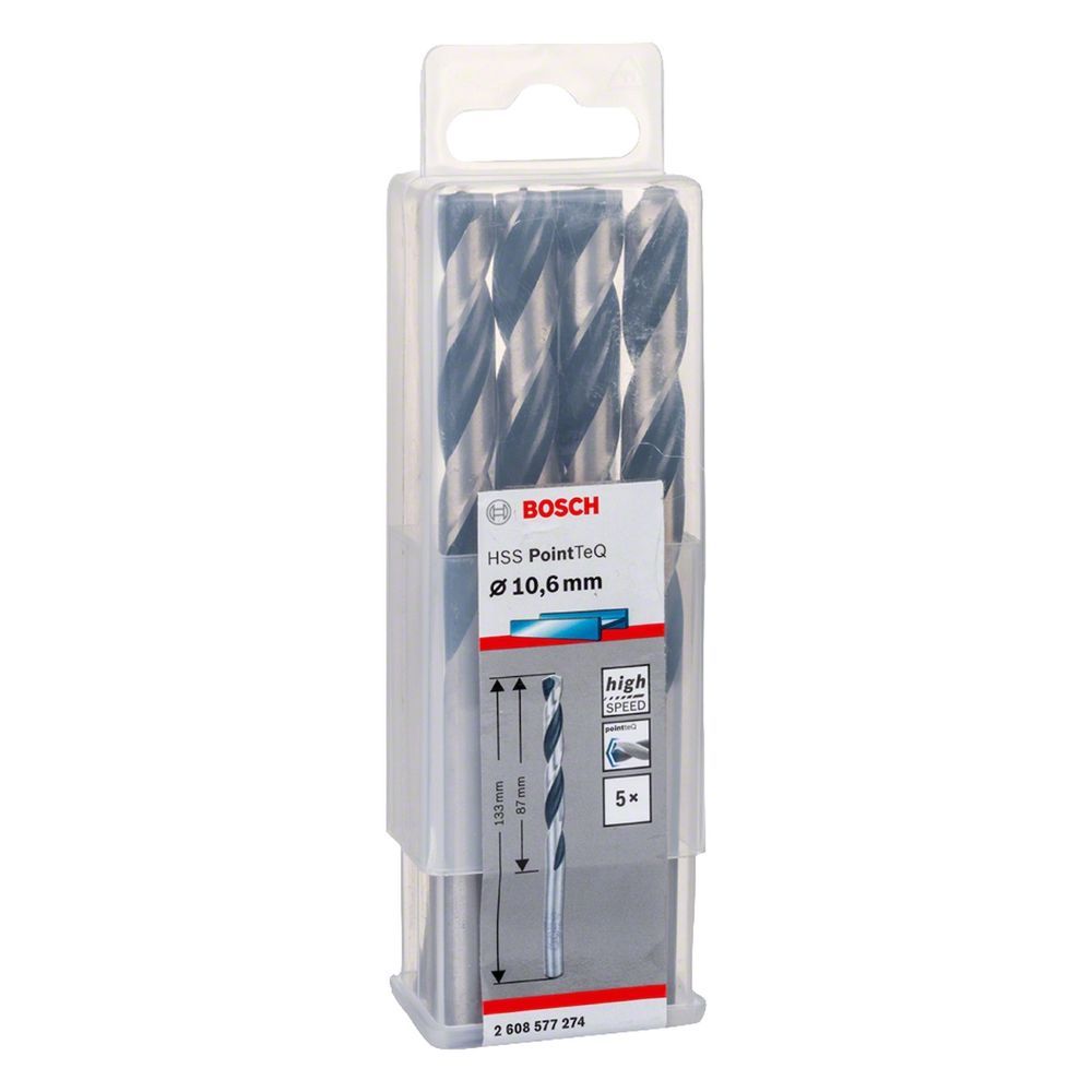 Broca para Metal Hss-pointteq com Ponta Centralizadora Split Point 10,6mm 5 Peças Preto Bosch