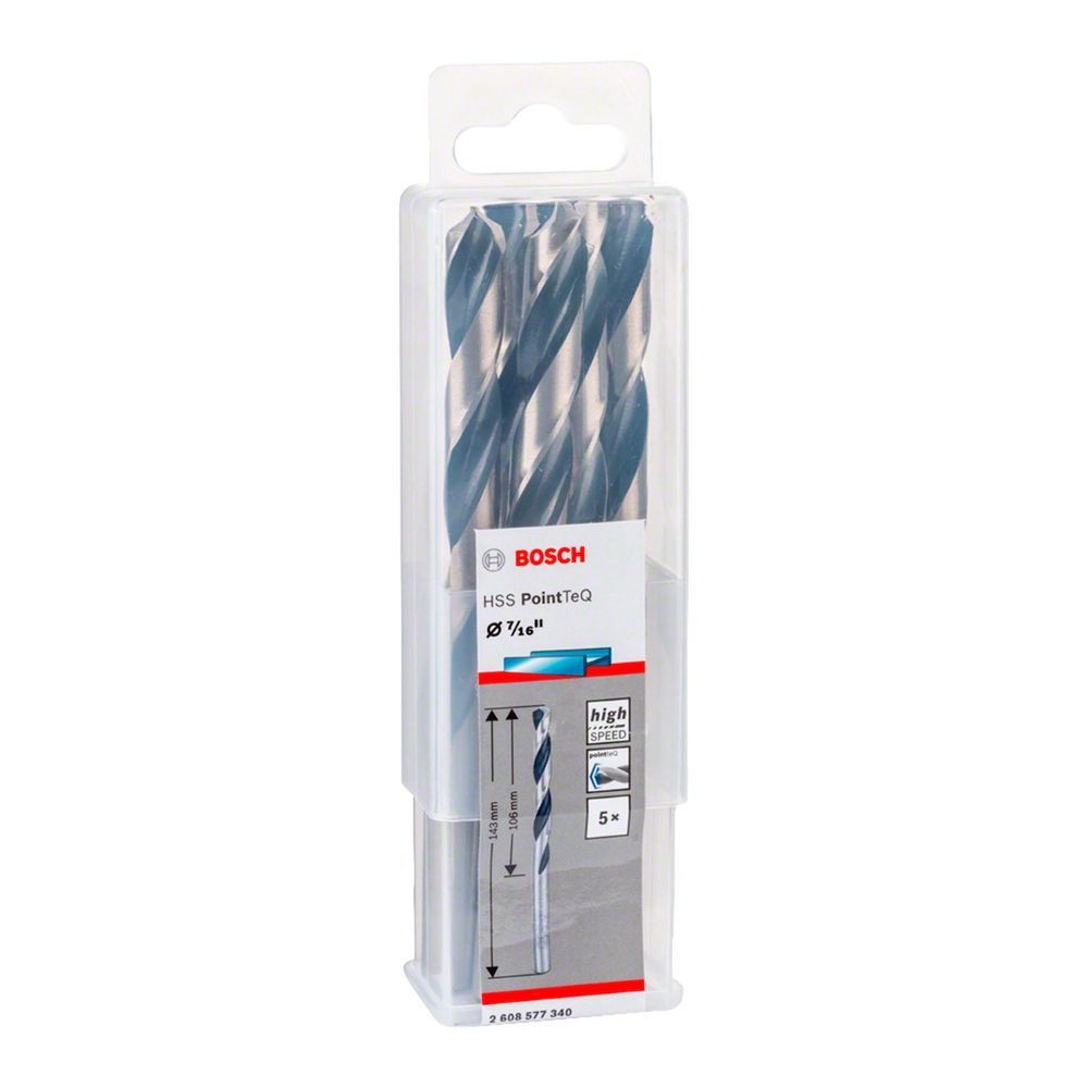 Broca para Metal Hss-pointteq com Ponta Split Point e Acabamento Óxido Negro 5 Peças Bosch