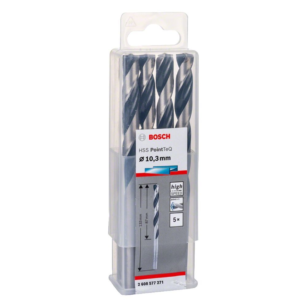 Broca para Metal Hss-pointteq com Tecnologia Split Point e Acabamento em Óxido Negro 10,3mm 5 Peças Preto Bosch