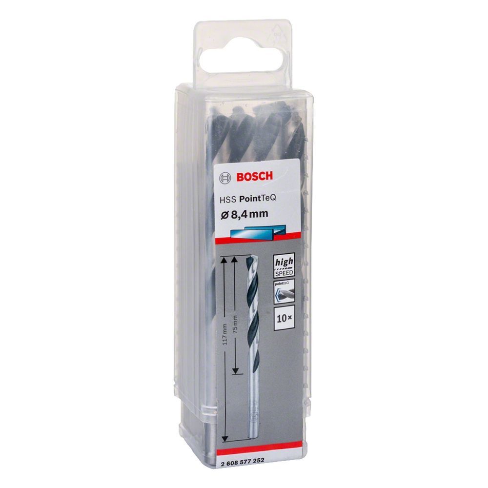 Broca para Metal Hss-pointteq com Ponta Split Point 135 graus  e Acabamento em Óxido Negro 8,4mm 10 Peças Bosch