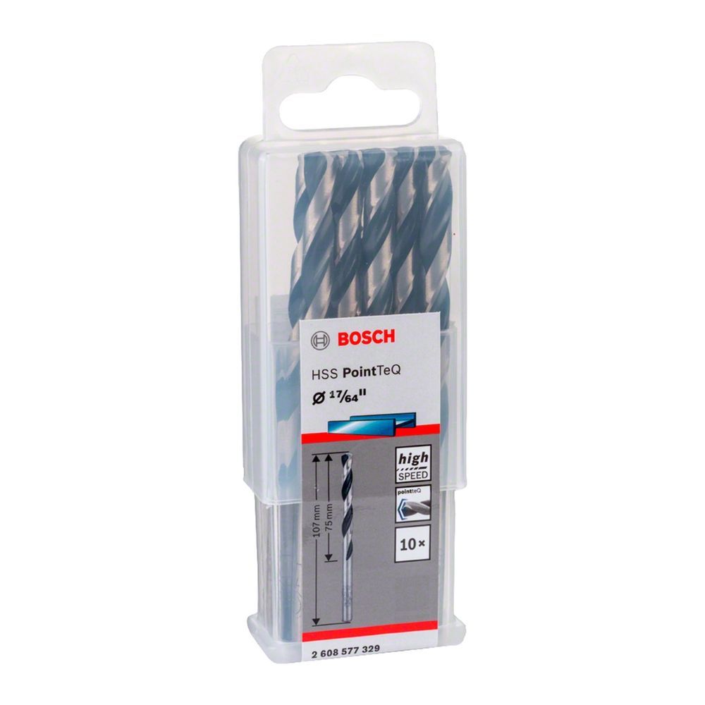 Broca para Metal Hss-pointteq com Tecnologia Pointteq e Ponta Centralizadora 17-64 10 Peças Preta Bosch