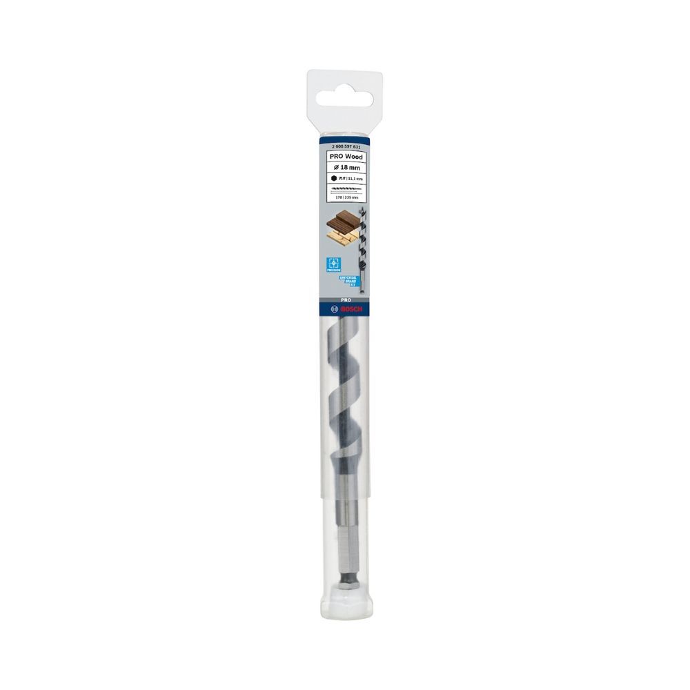 Broca Serpentina Pro Wood 18,0MM com Encaixe Hexagonal para Furos Precisos em Madeira Macia e Maciça Bosch