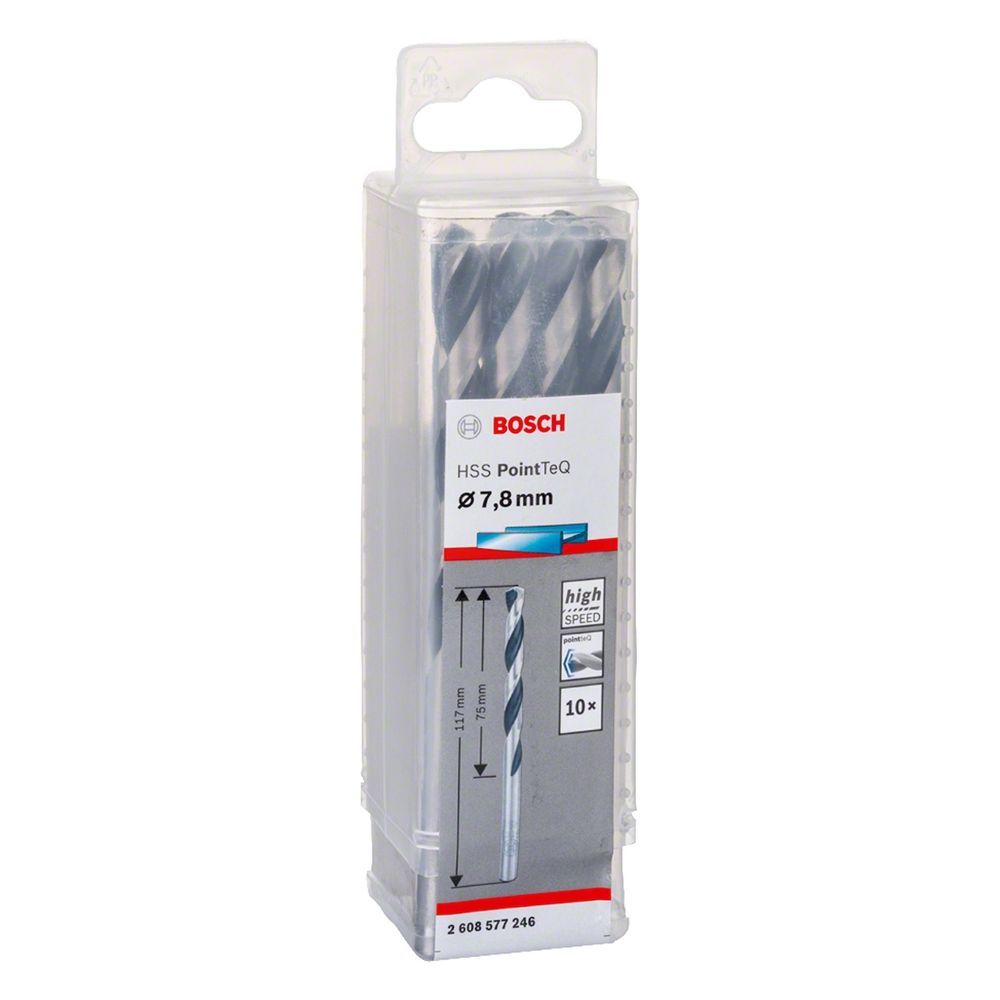 Broca para Metal Hss-pointteq 7,8mm com Ponta Split Point Autocentralizadora 10 Peças Preto Bosch