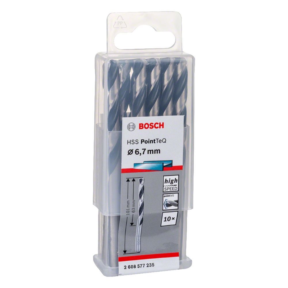 Broca para Metal Hss-pointteq 6,7mm com Ponta Centralizadora Split Point e Revestimento em Óxido Negro 10 Peças Bosch