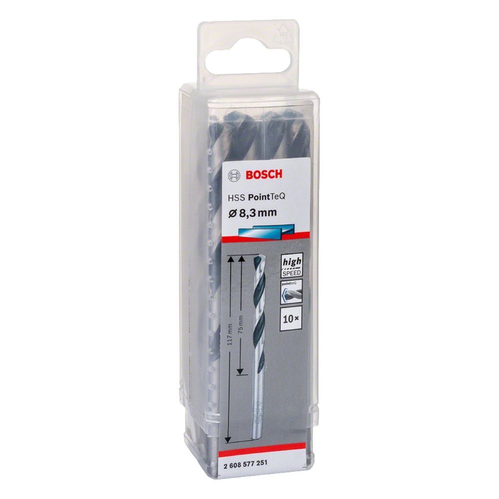 Broca para Metal Hss-pointteq 8,3mm com Ponta Split Point e Acabamento Óxido Negro 10 Peças Cinza Bosch