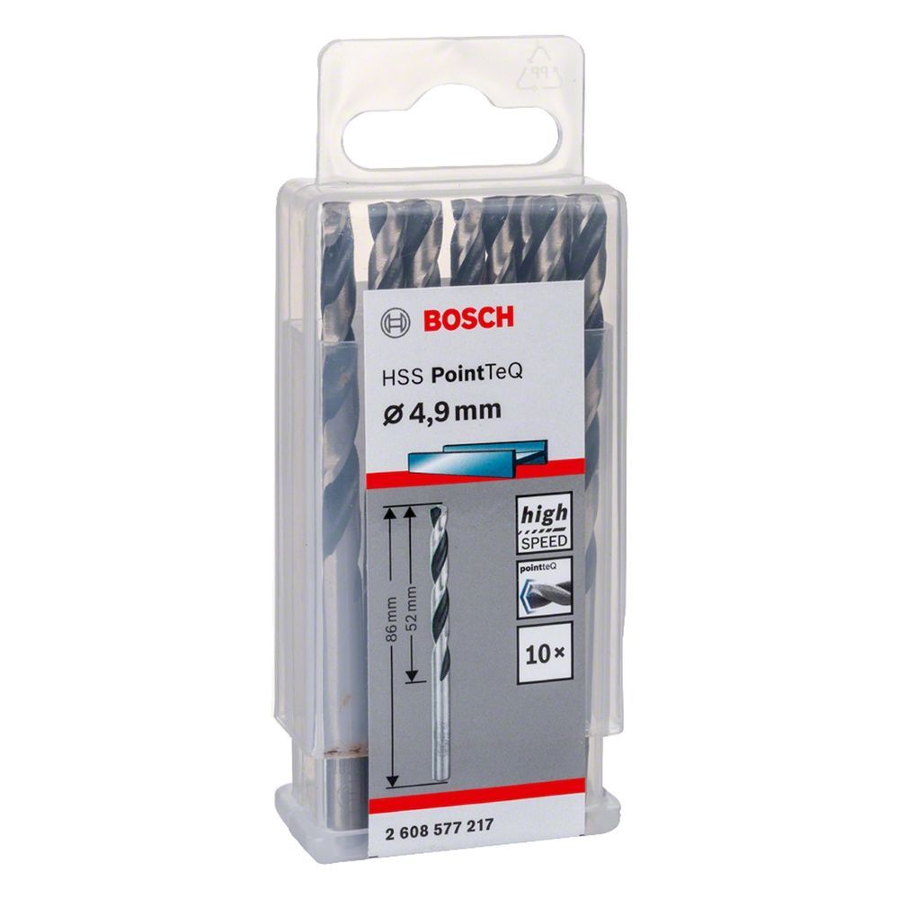 Broca para Metal Hss-pointteq com Ponta Centralizadora Split Point 4,9mm 10 Peças Preta Bosch