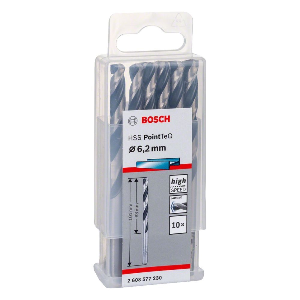 Broca para Metal Hss-pointteq 6,2mm com Ponta Split Point 10 Peças Aço Rápido HSS Preto Bosch