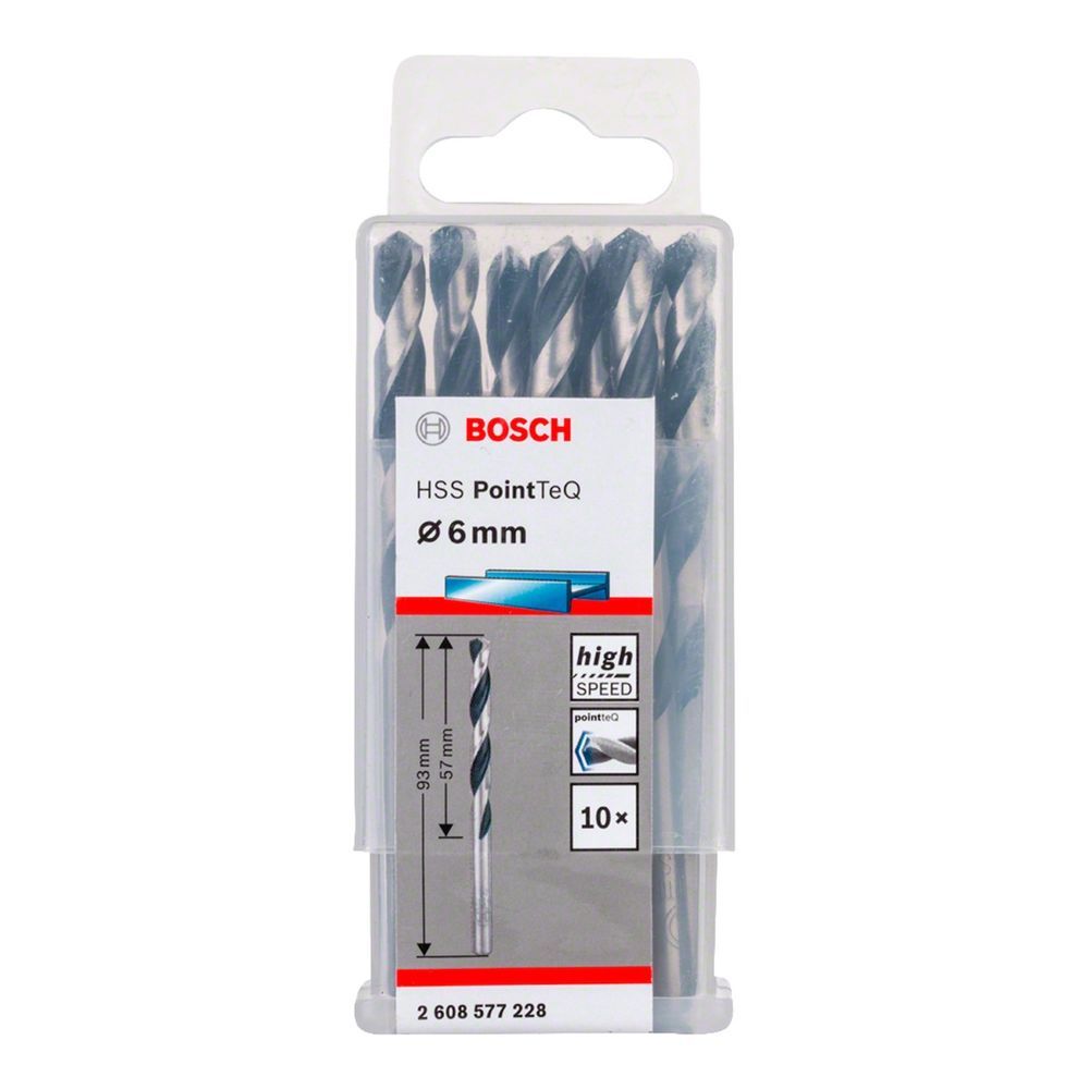 Broca para Metal Hss-pointteq 6,0mm com Ponta Centralizadora Split Point 10 Peças Preta Bosch