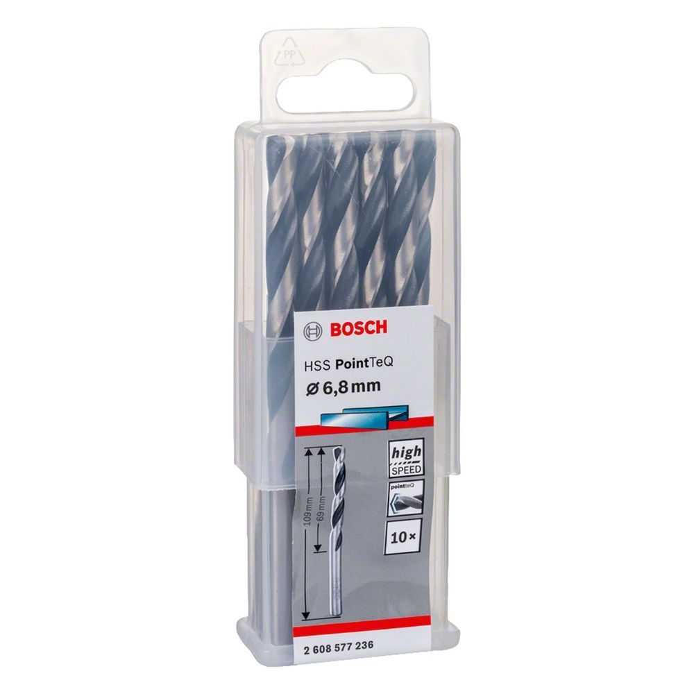 Broca para Metal Hss-pointteq 6,8mm com Tecnologia Pointteq e Ponta Split Point 10 Peças Preta Bosch