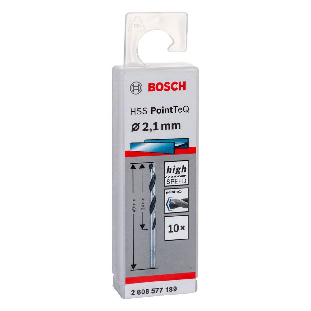 Broca para Metal Hss-pointteq 2,1mm com Ponta Split Point 135 graus  e Óxido Negro 10 Peças Bosch