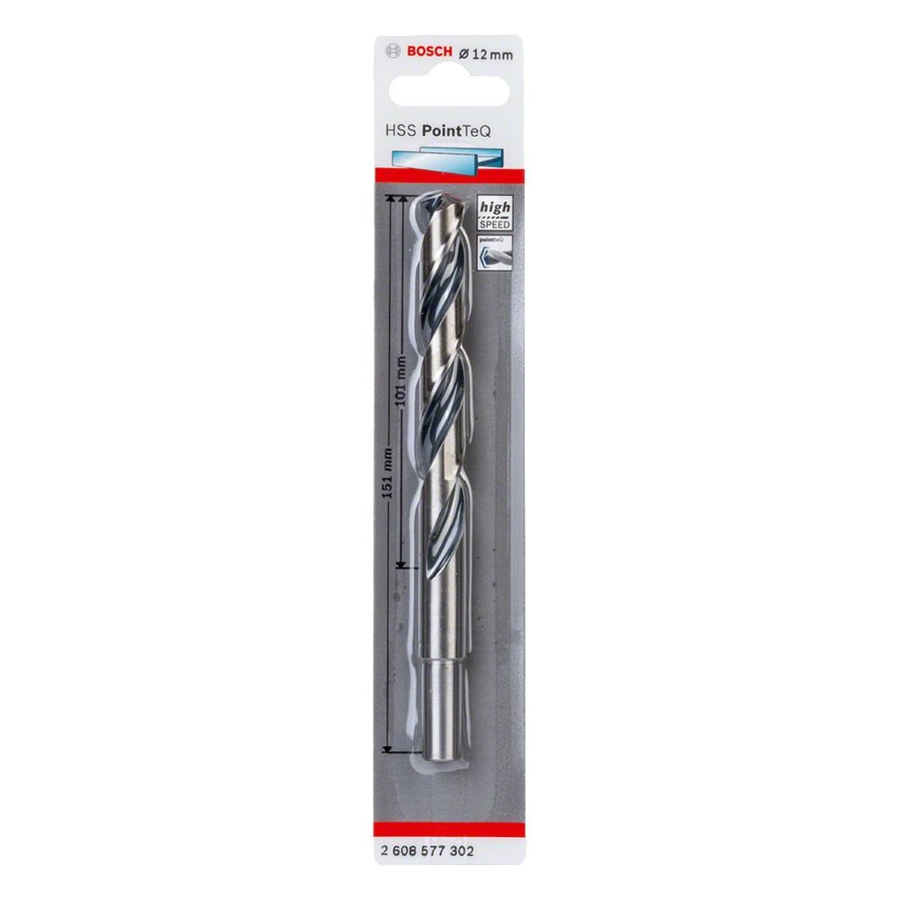 Broca para Metal Hss-pointteq 12,0mm com Ponta Centralizadora Split Point e Haste Reduzida 13,0mm Aço Rápido (HSS) Bosch