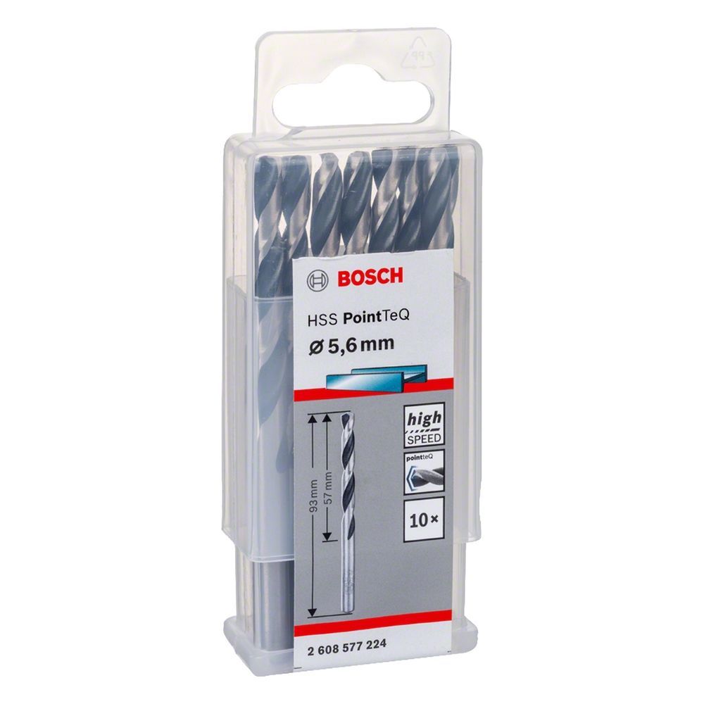 Broca para Metal Hss-pointteq 5,6mm com Tecnologia Split Point e Alta Elasticidade 10 Peças Preta Bosch