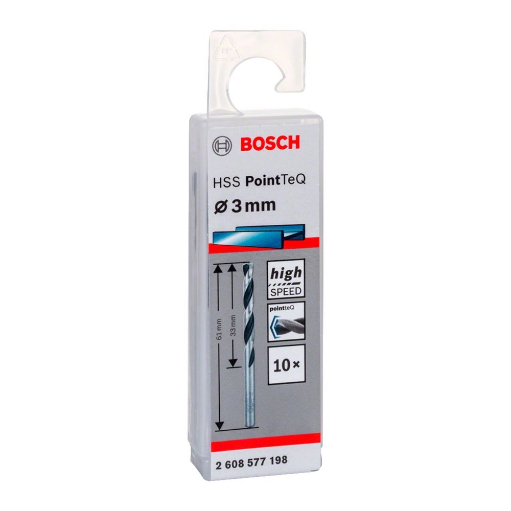 Broca para Metal Hss-pointteq 3,0mm com Ponta Split Point 10 Peças Óxido Negro Bosch