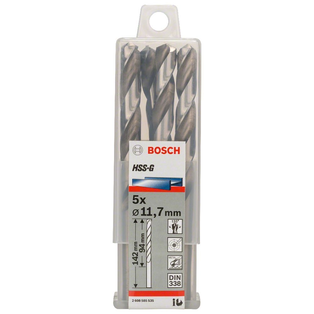 Broca para Metal HSS-G 11,7mm 5 Peças com Ponta Split Point Cinza Bosch