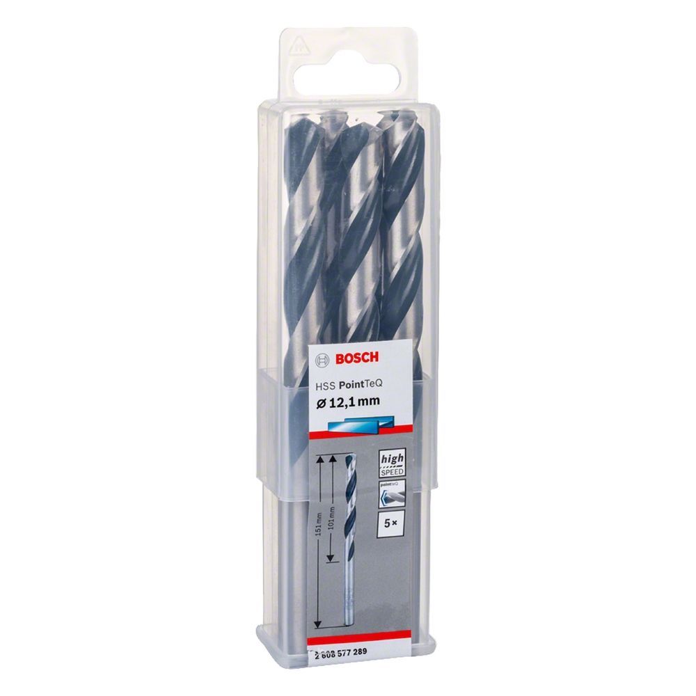 Broca para Metal HSS-PointTeQ com Ponta Split Point 12,1mm 5 Peças Preto Bosch