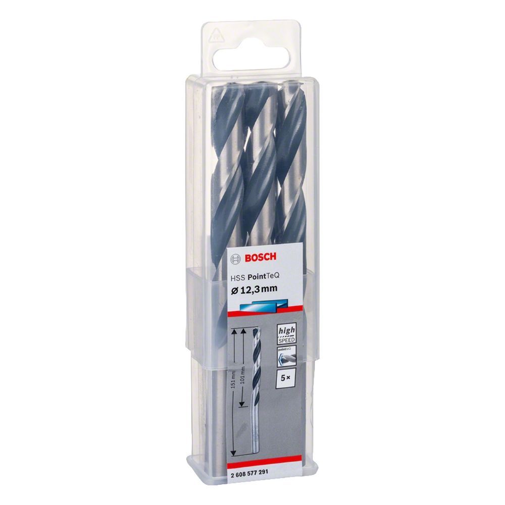 Broca para Metal Hss-pointteq 12,3mm com Ponta Centralizadora Split Point 5 Peças Preta Bosch