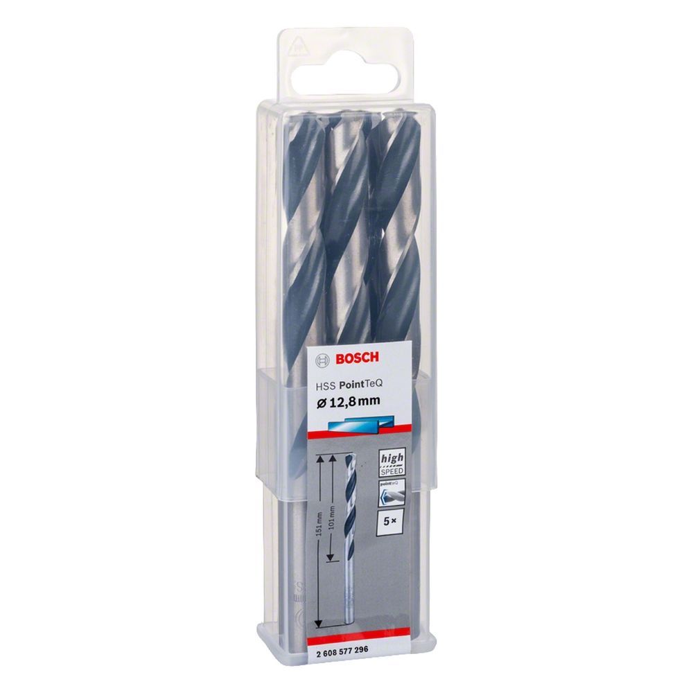 Broca para Metal Hss-pointteq 12,8mm 5 Peças com Ponta Split Point 135 graus  e Óxido Negro Bosch