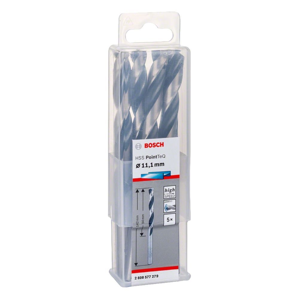 Broca para Metal Hss-pointteq 11,1mm com Tecnologia Pointteq e Ponta Centralizadora 5 Peças Preta Bosch