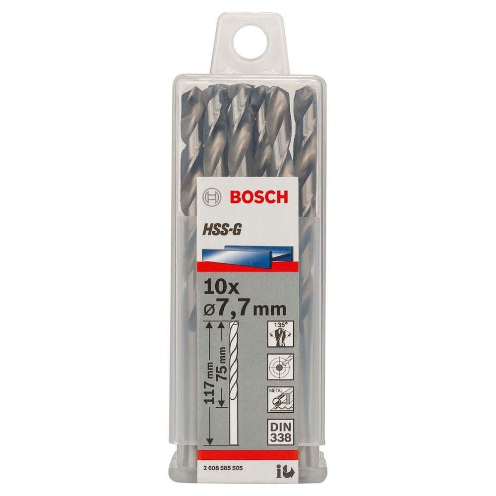 Broca para Metal HSS-G 7,7mm com Ponta Split Point 10 Peças Aço Rápido Bosch