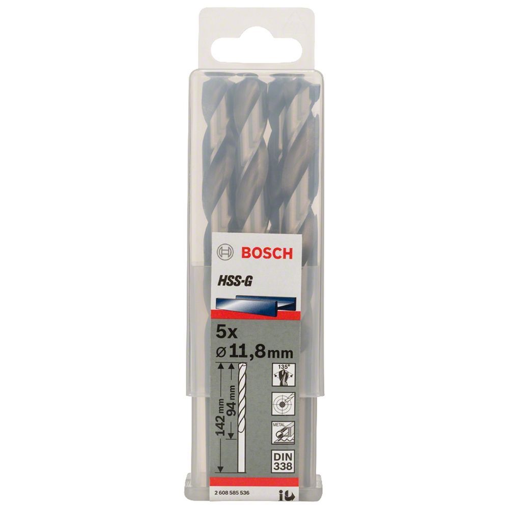 Broca para Metal HSS-G 11,8mm 5 Peças com Ponta Split Point Cinza Bosch