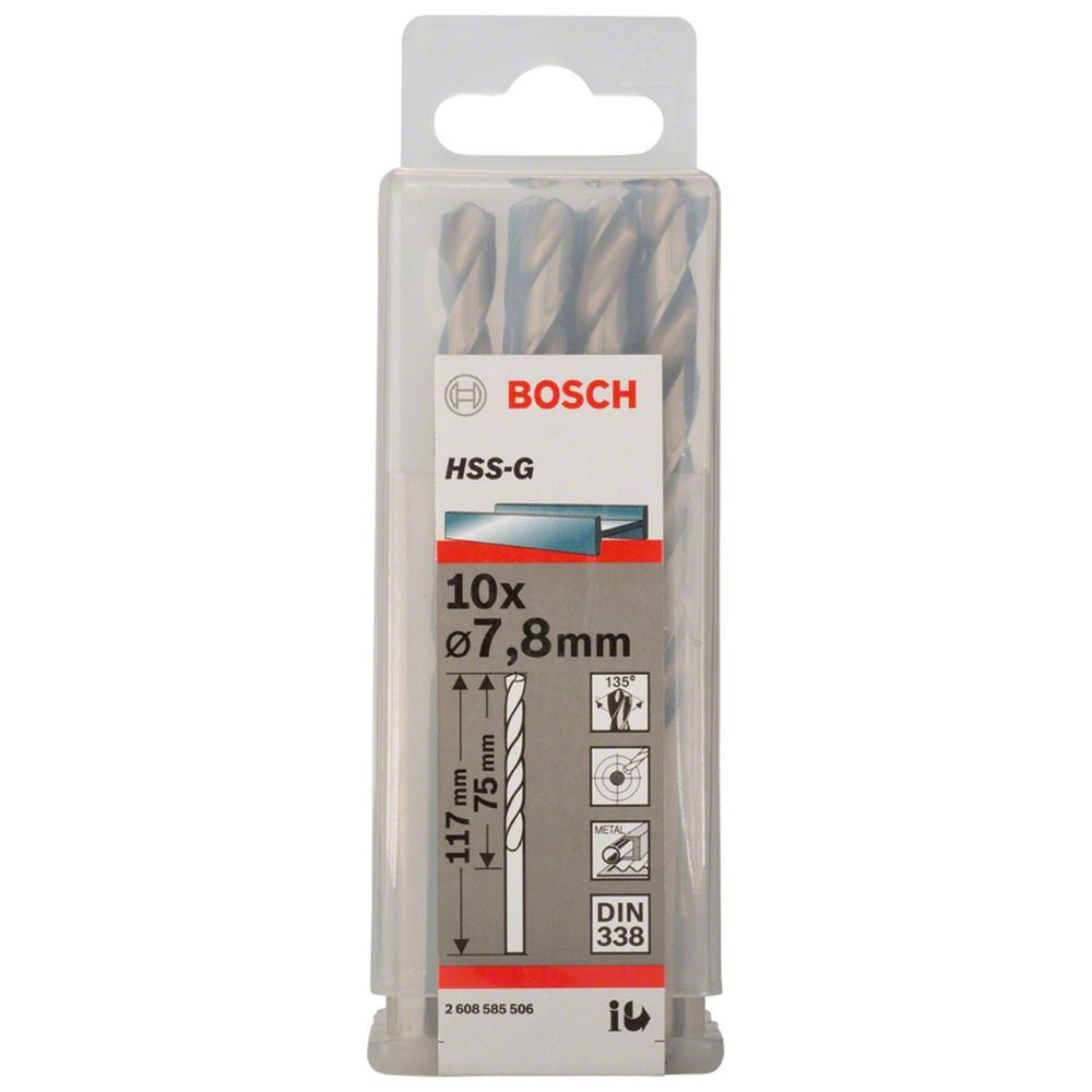 Broca para Metal HSS-G com Ponta Split Point 7,8mm 10 Peças Prata Bosch