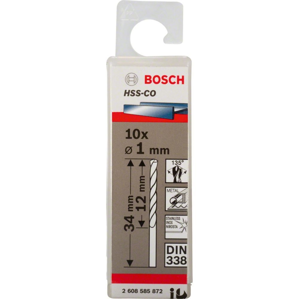 Broca para Metal Hss-co Aço Rápido com Ponta Split Point 10 Peças 1,0mm M35 Bosch
