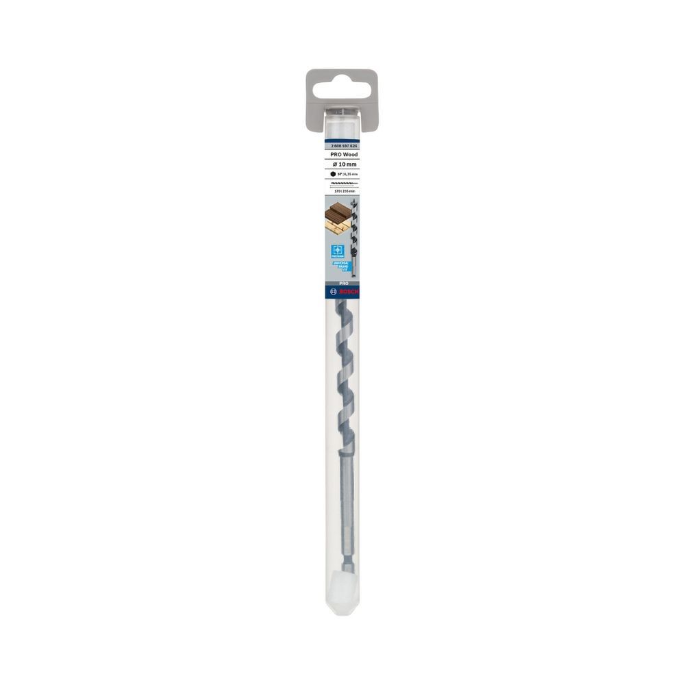 Broca para Madeira Pro Wood 10,0MM com Ponta Cônica Auto Perfurante e Encaixe Hexagonal 1-4 Inox Bosch