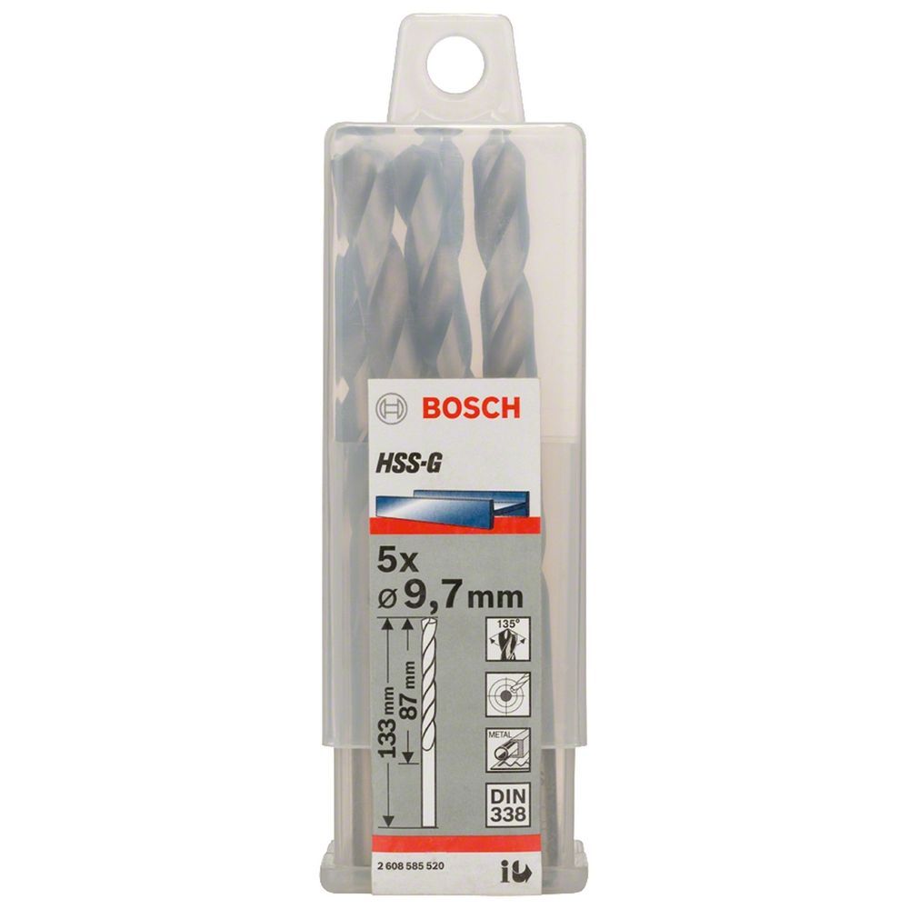 Broca para Metal HSS-G 9,7mm 5 Peças com Ponta Split Point Prata Bosch
