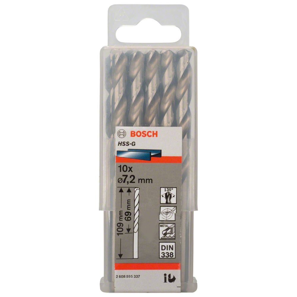 Broca para Metal HSS-G 7,2mm 10 Peças com Ponta Split Point Cinza Bosch