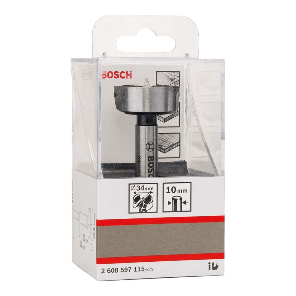 Broca para Madeira Forstner 34MM Alta Precisao Corte Limpo Ponta Centralizadora Inox Bosch