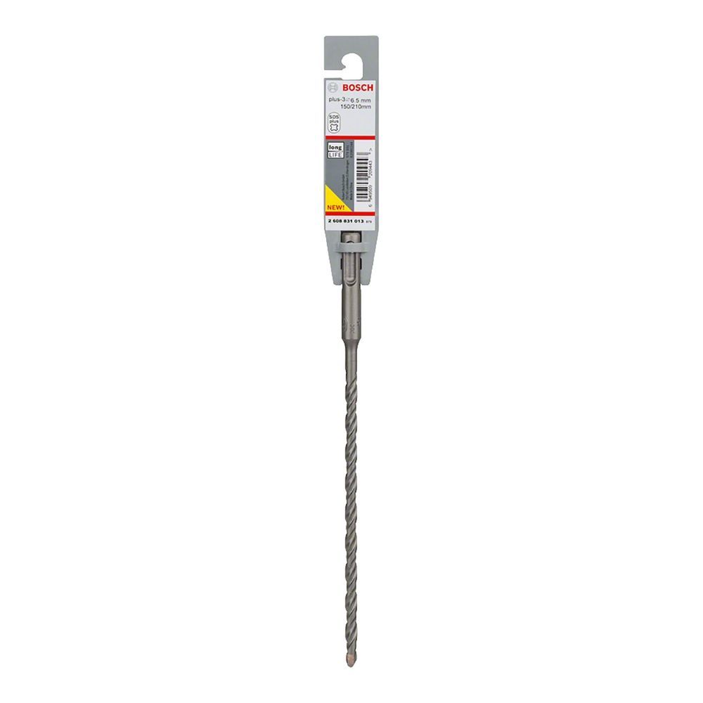 Broca para Concreto SDS Plus-3 com Quatro Espirais para Remoção de Pó e Duas Arestas em Metal Duro 6,5MM 210MM Bivolt