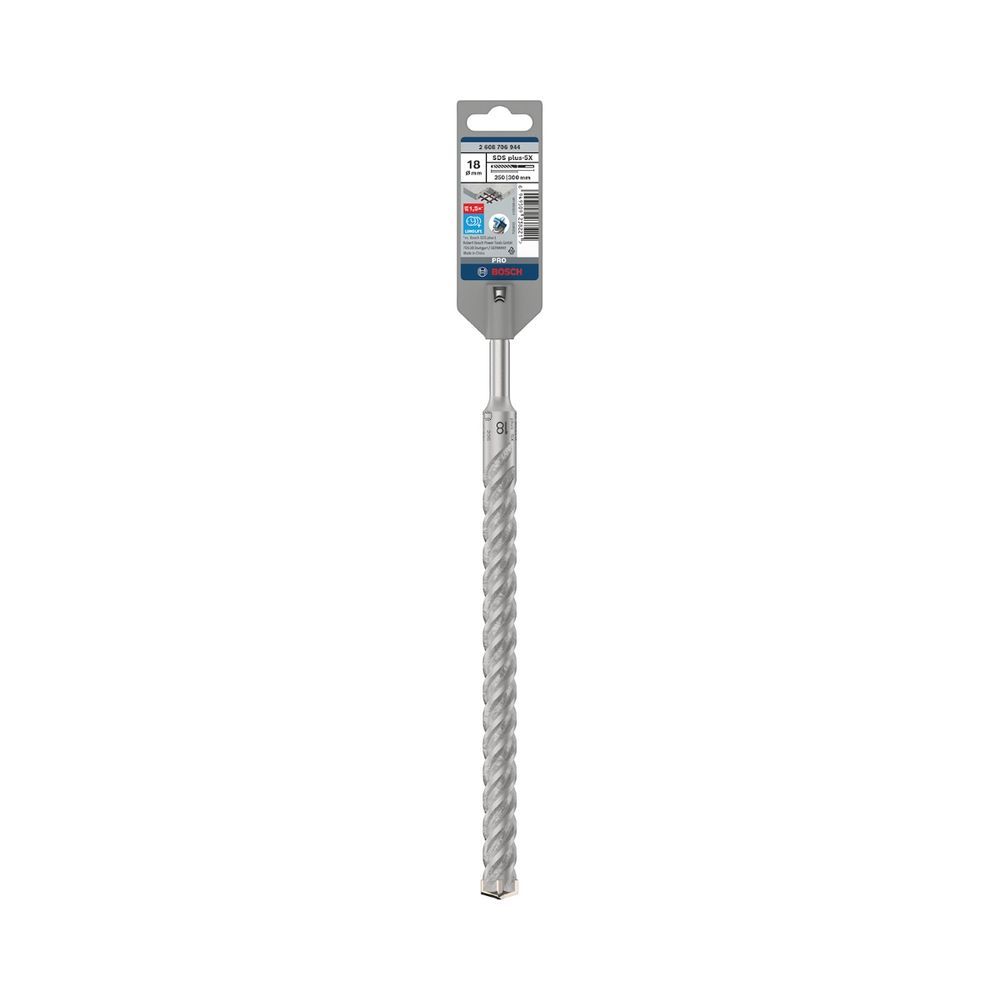Broca para Concreto Pro SDS Plus-5X com 4 Arestas de Corte em Carbeto de Tungstênio 18x250x300mm Bivolt Bosch