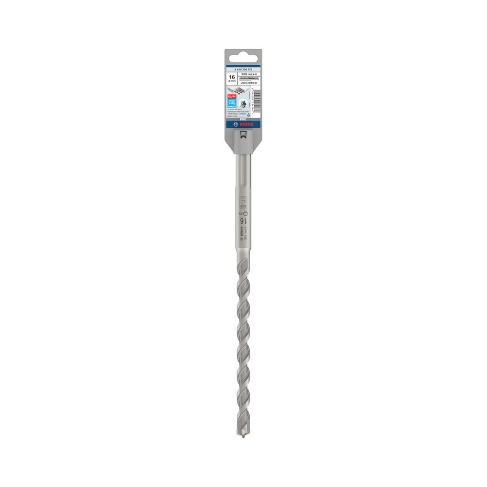 Broca para Concreto Pro Sds Max-4 com 4 Arestas de Corte em Carbeto de Tungstênio 16x200x340mm Inox Bosch