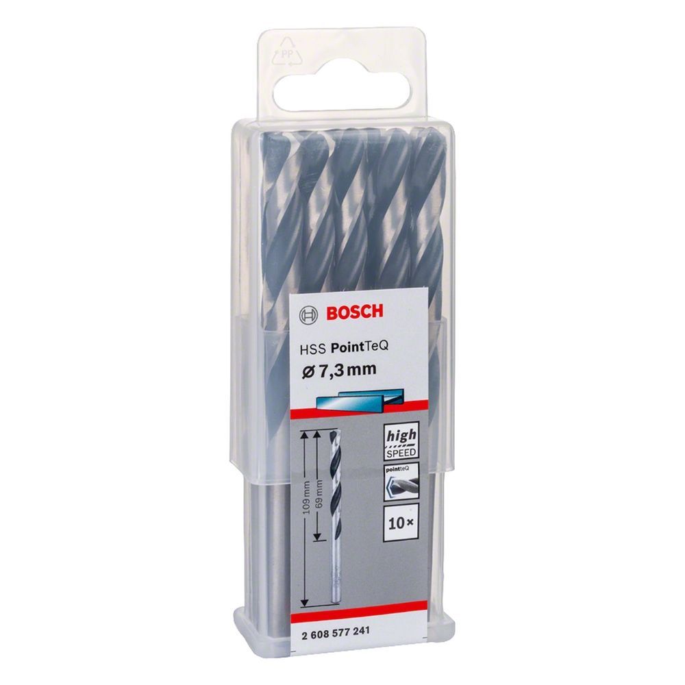 Broca Hss-pointteq 7,3mm Perfuração em Metal com Tecnologia Pointteq 10 Peças Aço Rápido (HSS) Bosch