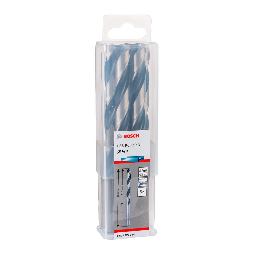 Broca Hss-pointteq 1-2 para Metal com Tecnologia Split Point 135o e Alta Elasticidade 5 Peças Preta Bosch