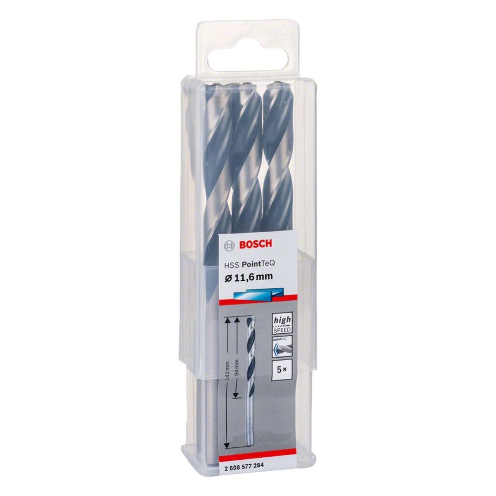 Broca Hss-pointteq 11,6mm 5 Peças Tecnologia Split Point Revestimento Óxido Negro Aço Rápido (HSS) Bosch