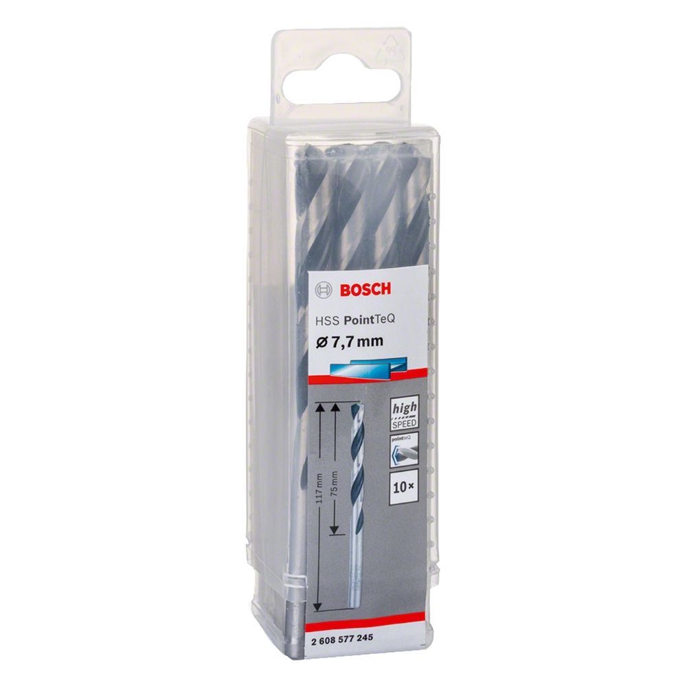 Broca Hss-pointteq 7,7mm com Ponta Centralizadora Split Point 10 Peças Aço Rápido (HSS) Bosch