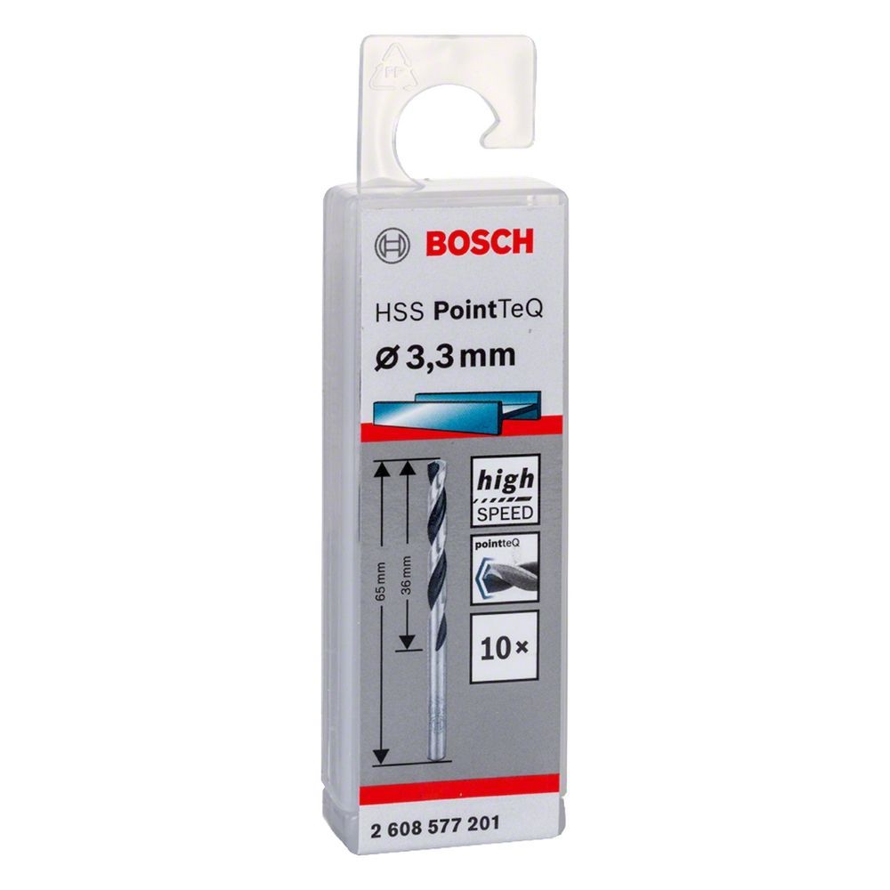 Broca Hss-pointteq 3,3mm com Ponta Split Point e Revestimento Óxido Negro 10 Peças Cinza Bosch
