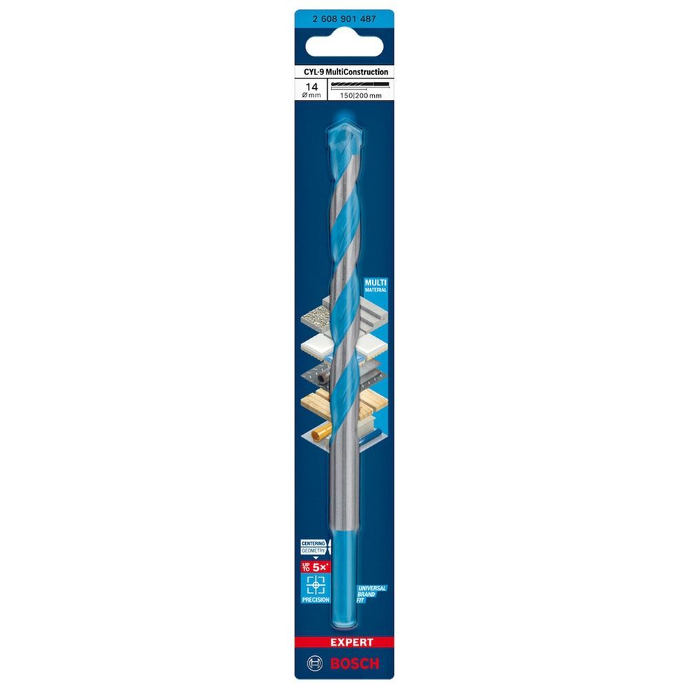 Broca Expert Cyl-9 Multimaterial para Concreto e Metais com Ponta Centradora 14X150X200mm Bosch