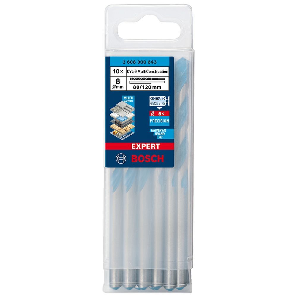 Broca Expert Cyl-9 Multiconstruction 8x80x120mm Arestas com Diamante e Ponta Centradora Cinza Bosch