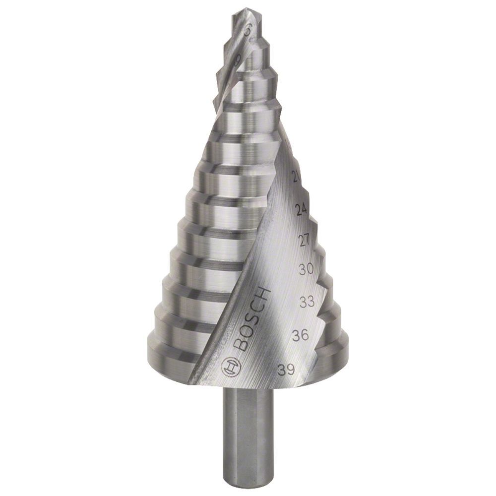 Broca Escalonada Bosch Aço Rápido para Metal HSS 6-39MM com Ponta Split Point e Canal CNC Bivolt