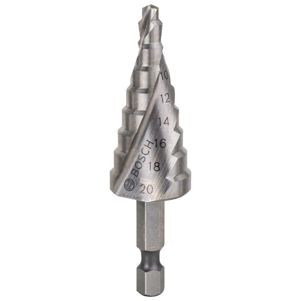 Broca Escalonada HSS 4-20mm Hex com Ponta Split Point e Transição Suave Aço Rápido Bosch
