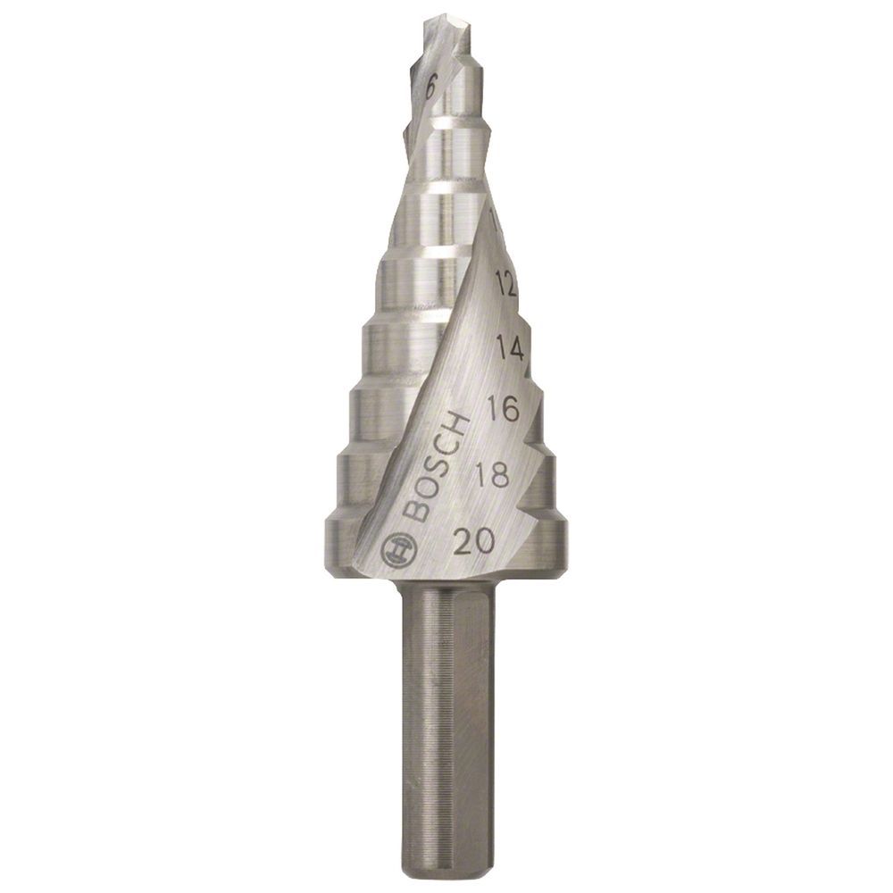 Broca Escalonada Bosch 4-20mm com Ponta Split Point e Acabamento sem Rebarbas em Aço Rápido (HSS)