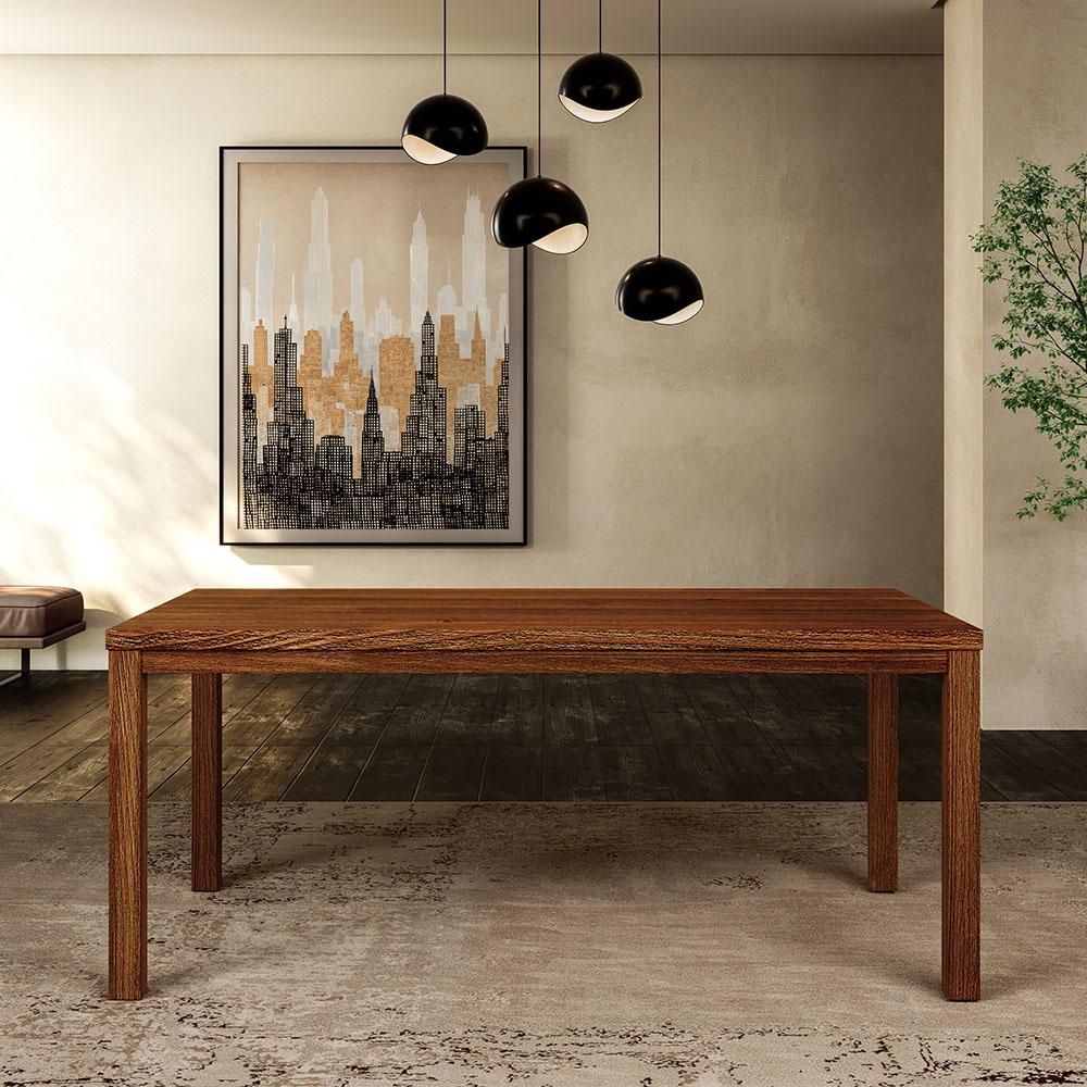 Mesa de Jantar Dunia F06 6 Lugares Retangular MDF 180CM Rústico Escuro Lyam Decor