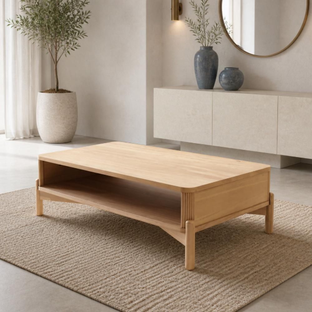 Mesa de Centro Benton F06 Retangular Madeira Maciça Madeira Maciça 102CM Amadeirado Lyam Decor