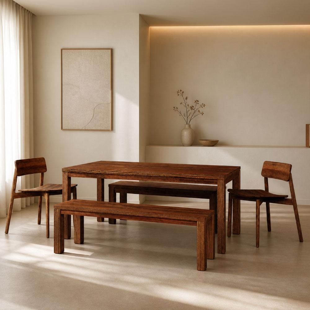 Mesa de Jantar Dunia 6 Lugares Retangular MDF 180CM Rústico Escuro Lyam Decor